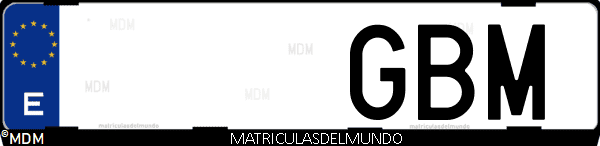 Imágen de matrícula de coche con letras GBM de España