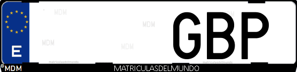 Imágen de matrícula de coche con letras GBP de España