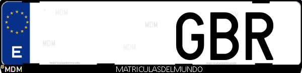 Imágen de matrícula de coche con letras GBR de España
