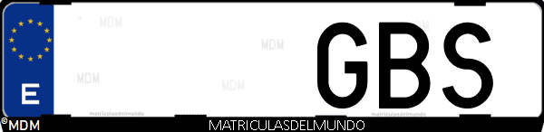 Imágen de matrícula de coche con letras GBS de España