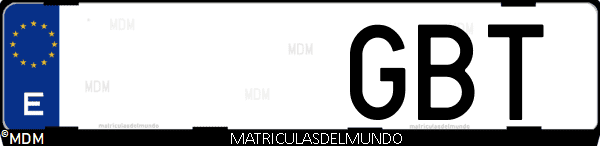 Imágen de matrícula de coche con letras GBT de España