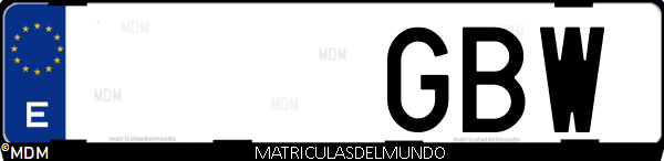 Imágen de matrícula de coche con letras GBW de España