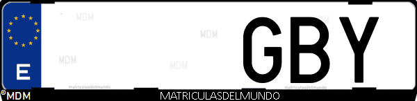 Imágen de matrícula de coche con letras GBY de España