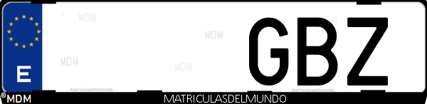 Imágen de matrícula de coche con letras GBZ de España