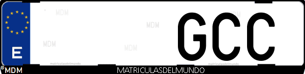 Imágen de matrícula de coche con letras GCC de España