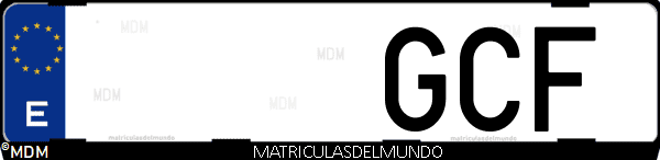 Imágen de matrícula de coche con letras GCF de España