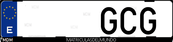 Imágen de matrícula de coche con letras GCG de España