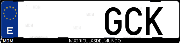 Imágen de matrícula de coche con letras GCK de España