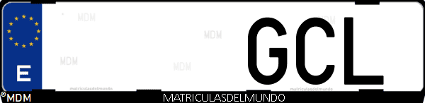 Imágen de matrícula de coche con letras GCL de España