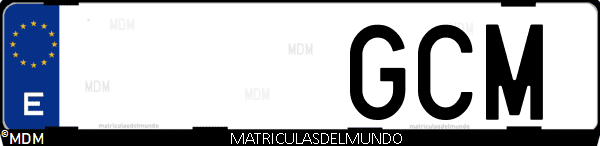 Imágen de matrícula de coche con letras GCM de España