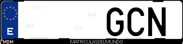 Imágen de matrícula de coche con letras GCN de España
