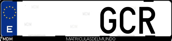 Imágen de matrícula de coche con letras GCR de España