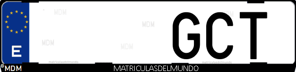 Imágen de matrícula de coche con letras GCT de España