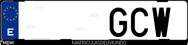 Imágen de matrícula de coche con letras GCW de España