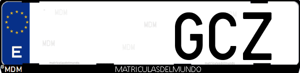 Imágen de matrícula de coche con letras GCZ de España