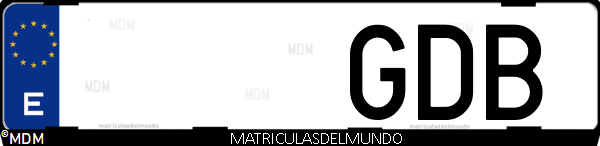 Imágen de matrícula de coche con letras GDB de España