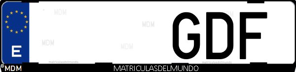 Imágen de matrícula de coche con letras GDF de España