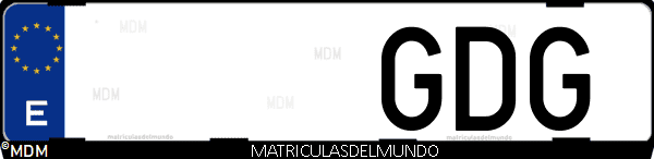 Imágen de matrícula de coche con letras GDG de España