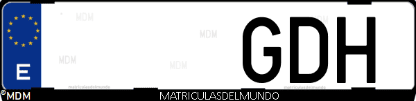 Imágen de matrícula de coche con letras GDH de España