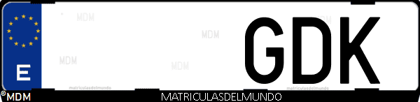 Imágen de matrícula de coche con letras GDK de España