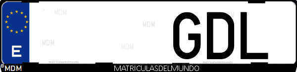 Imágen de matrícula de coche con letras GDL de España