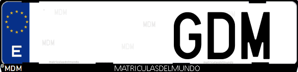 Imágen de matrícula de coche con letras GDM de España