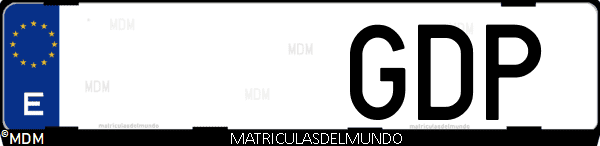 Imágen de matrícula de coche con letras GDP de España