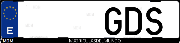 Imágen de matrícula de coche con letras GDS de España
