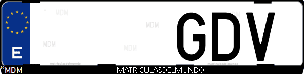 Imágen de matrícula de coche con letras GDV de España