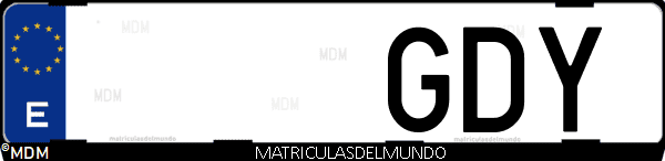 Imágen de matrícula de coche con letras GDY de España