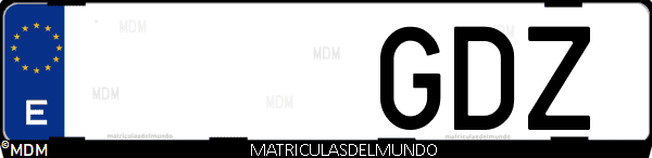 Imágen de matrícula de coche con letras GDZ de España