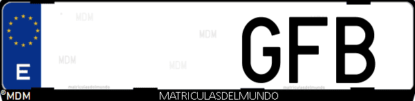 Imágen de matrícula de coche con letras GFB de España
