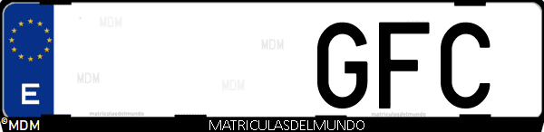 Imágen de matrícula de coche con letras GFC de España