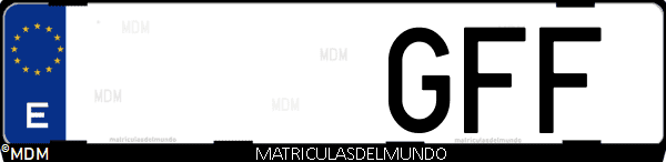 Imágen de matrícula de coche con letras GFF de España