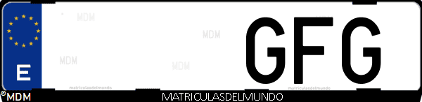 Imágen de matrícula de coche con letras GFG de España