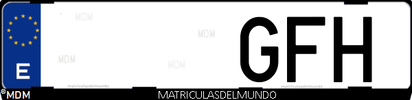 Imágen de matrícula de coche con letras GFH de España