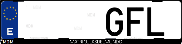 Imágen de matrícula de coche con letras GFL de España