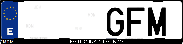 Imágen de matrícula de coche con letras GFM de España