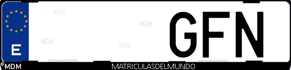 Imágen de matrícula de coche con letras GFN de España