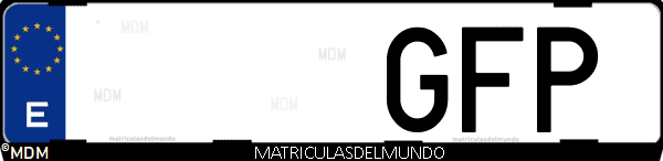 Imágen de matrícula de coche con letras GFP de España