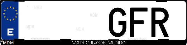 Imágen de matrícula de coche con letras GFR de España