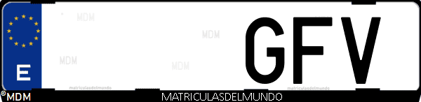 Imágen de matrícula de coche con letras GFV de España