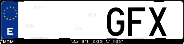 Imágen de matrícula de coche con letras GFX de España