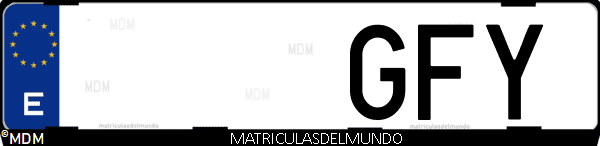 Imágen de matrícula de coche con letras GFY de España