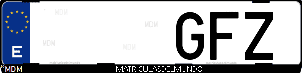Imágen de matrícula de coche con letras GFZ de España
