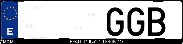 Imágen de matrícula de coche con letras GGB de España