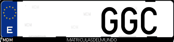 Imágen de matrícula de coche con letras GGC de España