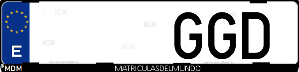 Imágen de matrícula de coche con letras GGD de España