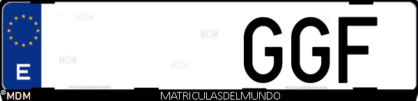 Imágen de matrícula de coche con letras GGF de España