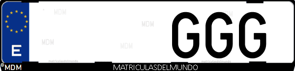 Imágen de matrícula de coche con letras GGG de España